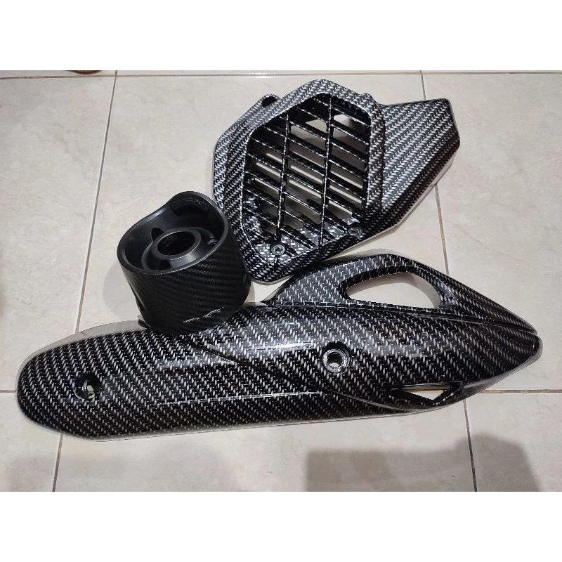 Paketan Murah karbon cover tutup knalpot pcx 150 cover  tutup radiator pcx 150 corong pcx 150 karbon