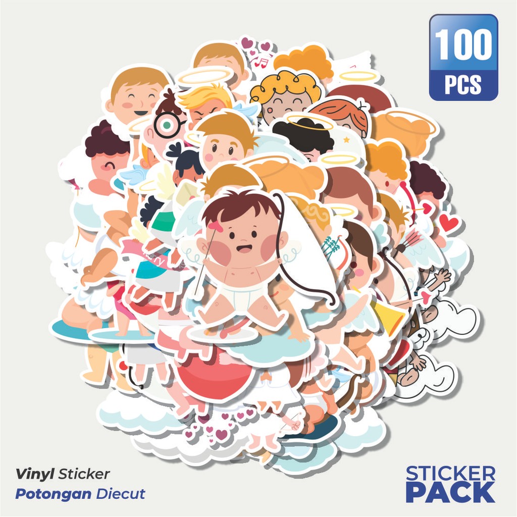 

100 PCS STIKER Stiker Cupid [Dewa Asmara] Waterproof Aesthetic- Untuk Laptop, Motor, dan Helm - Paper Stationery Pack