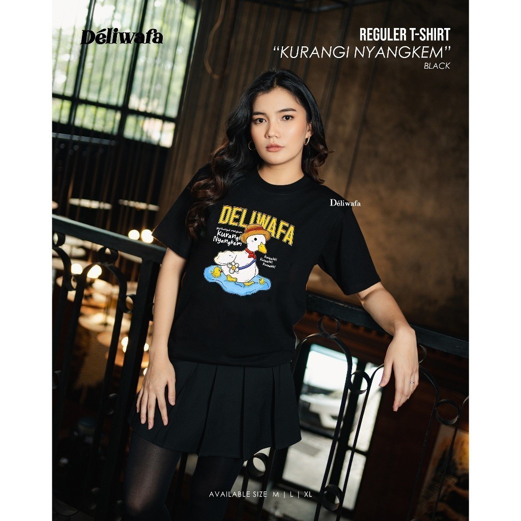 Original Deliwafa - Kurangi Nyangkem | T-Shirt Regular | Kaos Lengan Pendek | Baju Pria Wanita