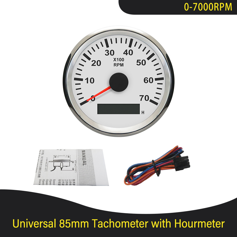 Universal 85mm Car Boat Waterproof Marine Tachometer Gauge with Hour Meter 3K 4K 6K 7K 8KRPM 9-32V a