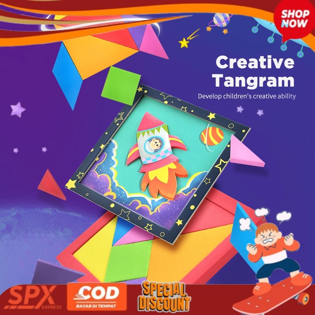 READYYY Mainan Edukasi Creative Magnetic Tangram Puzzle LITTLE KREATE