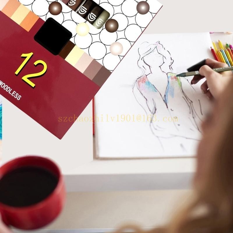 

62KA 12Pcs Woodless Watercolor Pencil for Artist Oil Based Woodless Colored Pencil，Coloring Painting Illustrations Sketching