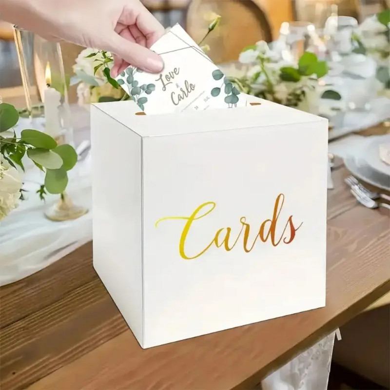 

1PCS Wedding Card Box Cardboard Gift Card Holder for Wedding Reception Envelope Money Card Receiving Box for Party Graduation
