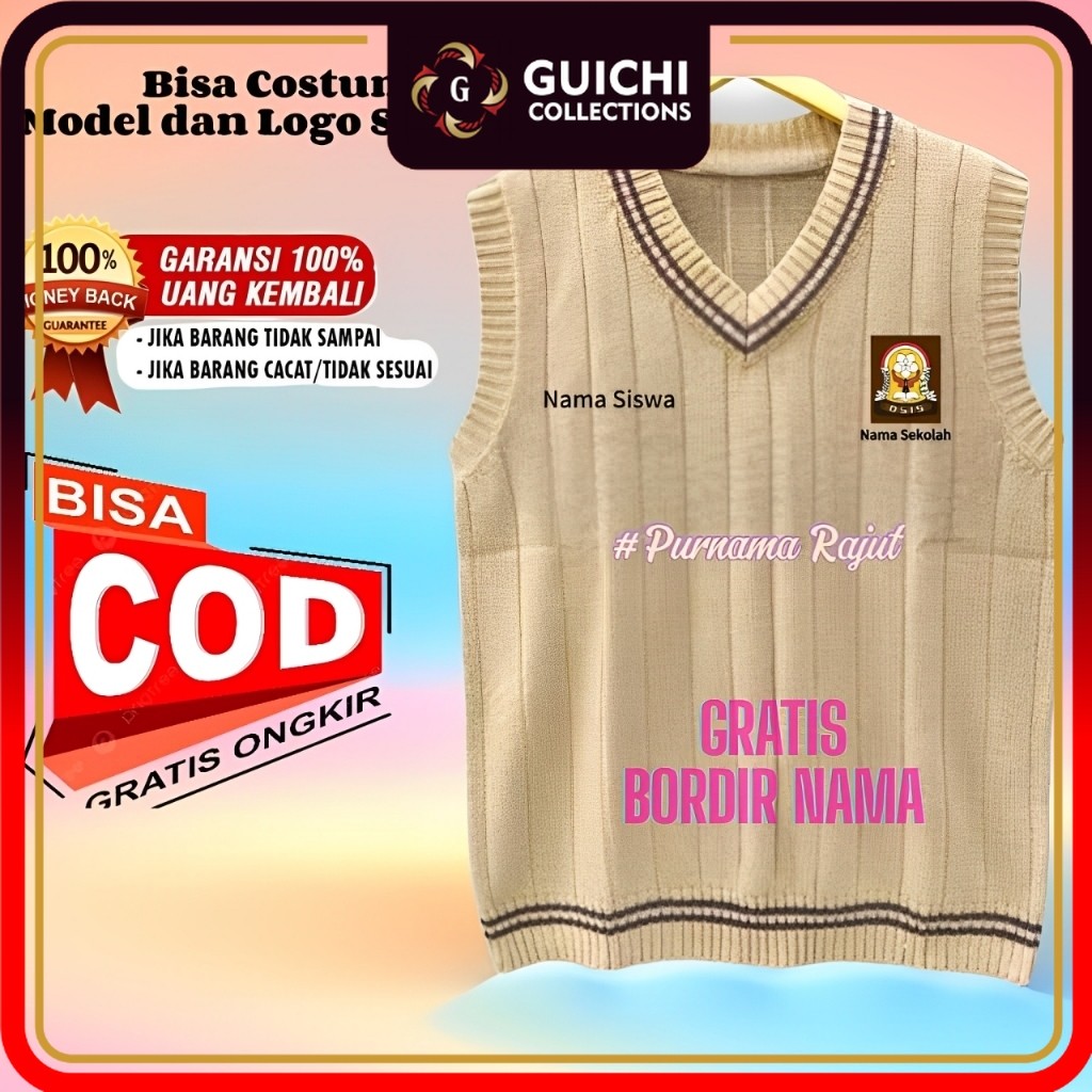 Sale VEST RAJUT - ROMPI PRIA WANITA PREMIUM  WARNA NAVY HITAM ABU CREAM COKSU MERAH MAROON