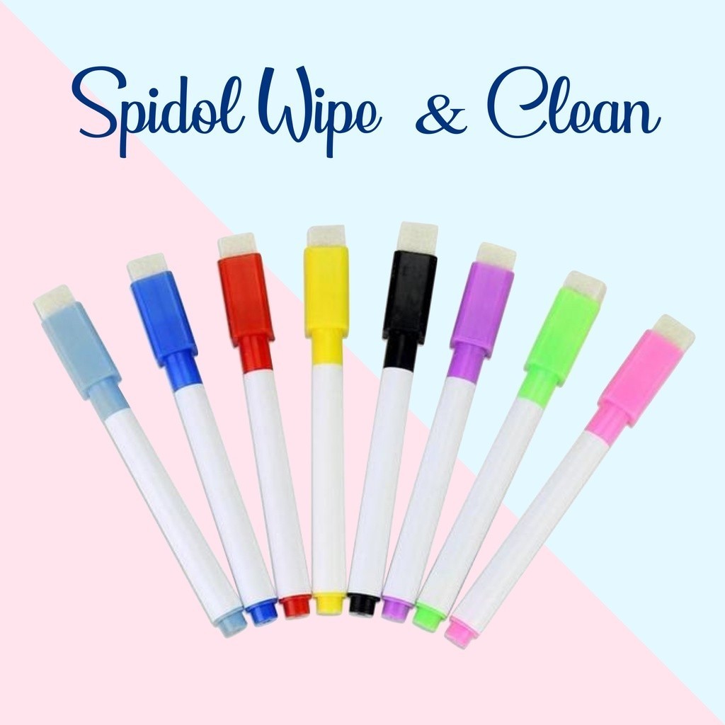 

Isi 3 Pc Spidol Wipe & Clean / Spidol Warna untuk Papan Tulis / Whiteboard + Penghapus Praktis