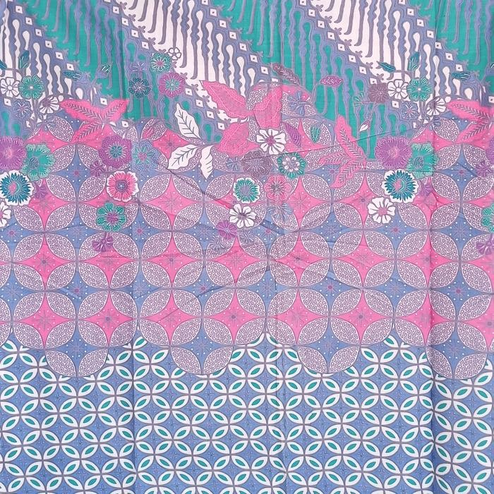 kain batik pekalongan kain batik katun premium kain batik soft - Biru Muda 1109