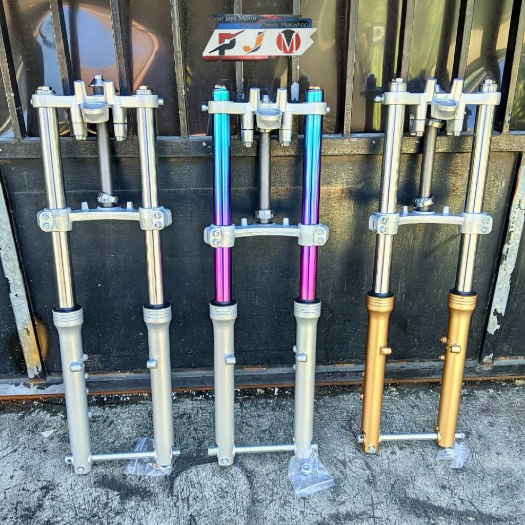 Skok Depan Ninja RR Honda Cb GL MP Tiger universal Import Shock Depan Ninja Chrome Rainbow Gold deta