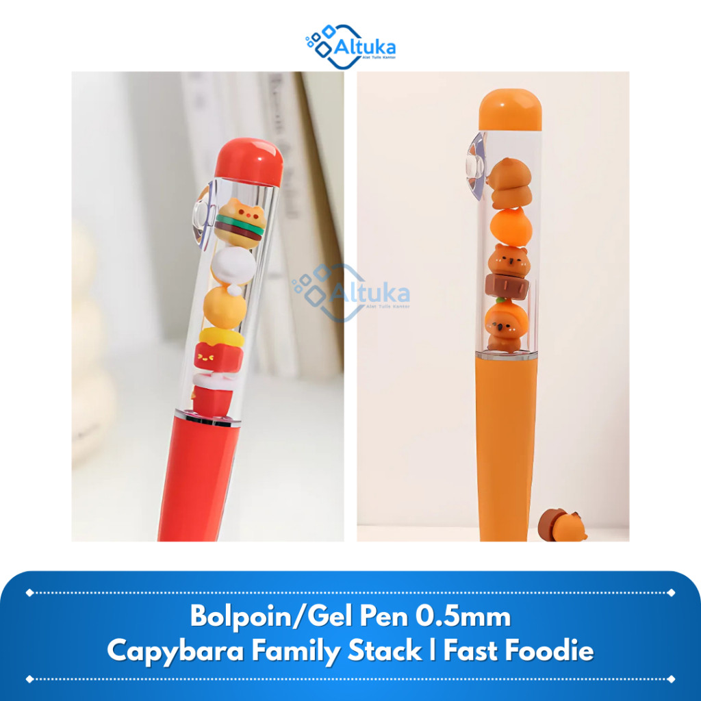 

Bolpen Bolpoin Gel Fast Food / Capybara Family Stack Tumpuk Lucu