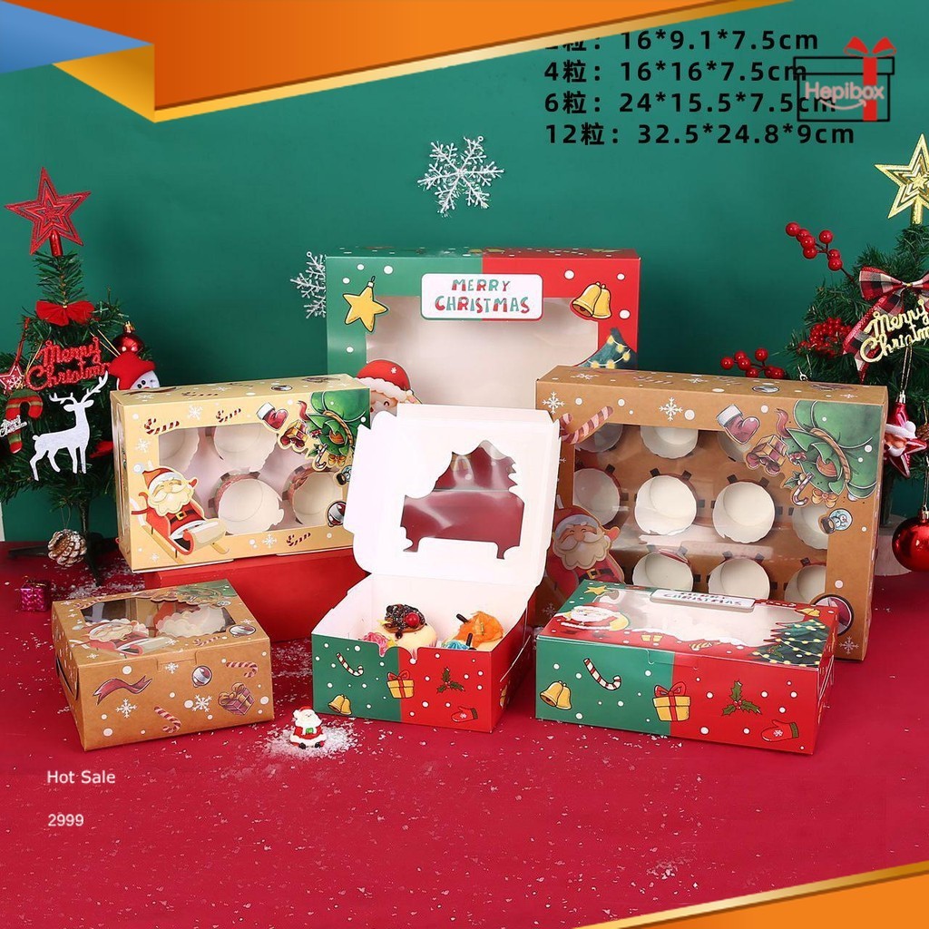 

Box Natal Hampers Merry Christmas Kotak Cupcake Roti Kue Acara Natal Box Motif Natalan Gable Box