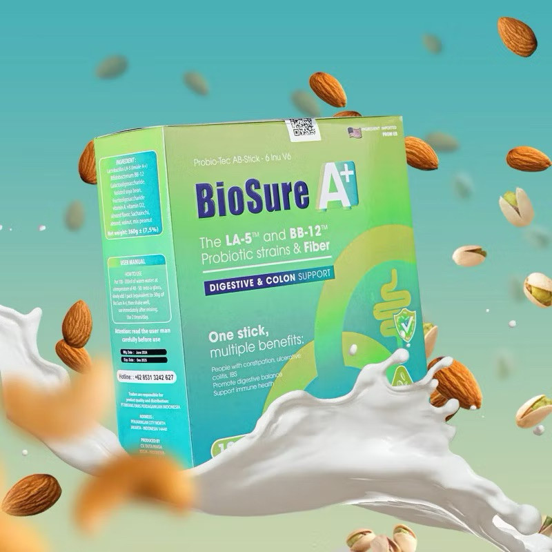 

BIOSURE A+ SUSU BIJI PROBIOTIK UNTUK USUS BERAR YANG SEHAT 1 Box 12 Sachet