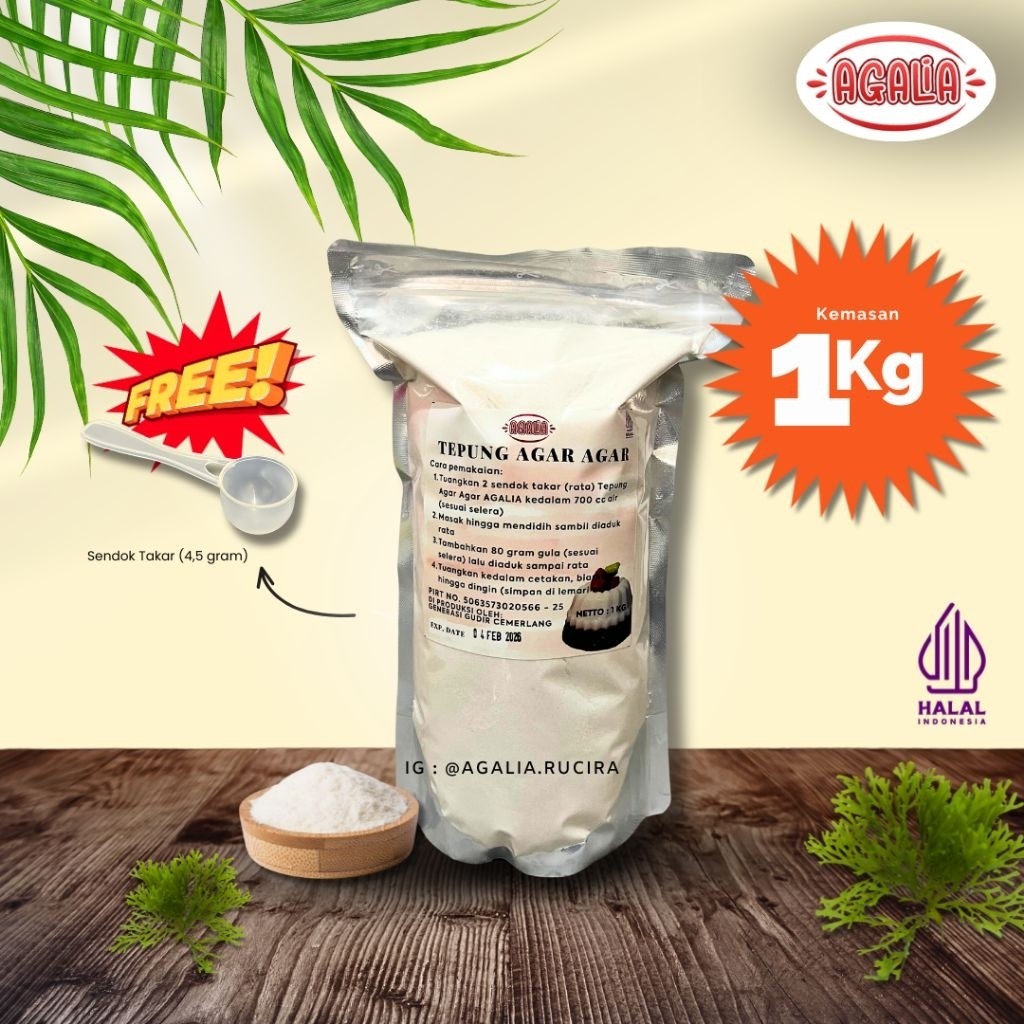TEPUNG AGAR AGAR PLAIN TAWAR / AGAR POWDER / AGAR BUBUK KILOAN MURAH - AGALIA 1KG