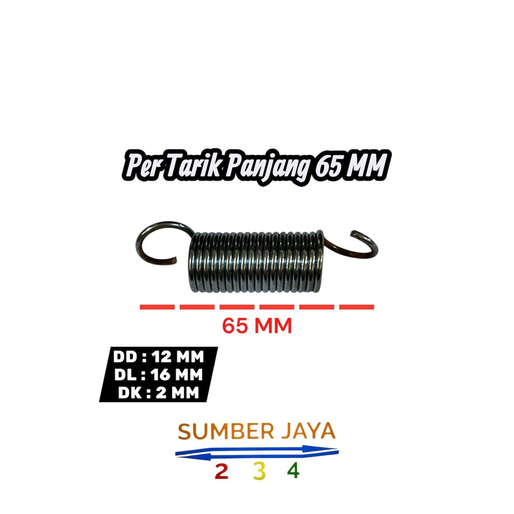 Per Tarik Panjang 65 MM Diameter Kawat 2 MM Pir Pegas Spring Peer Lentur 12 X 16 X 2 TERMURAH