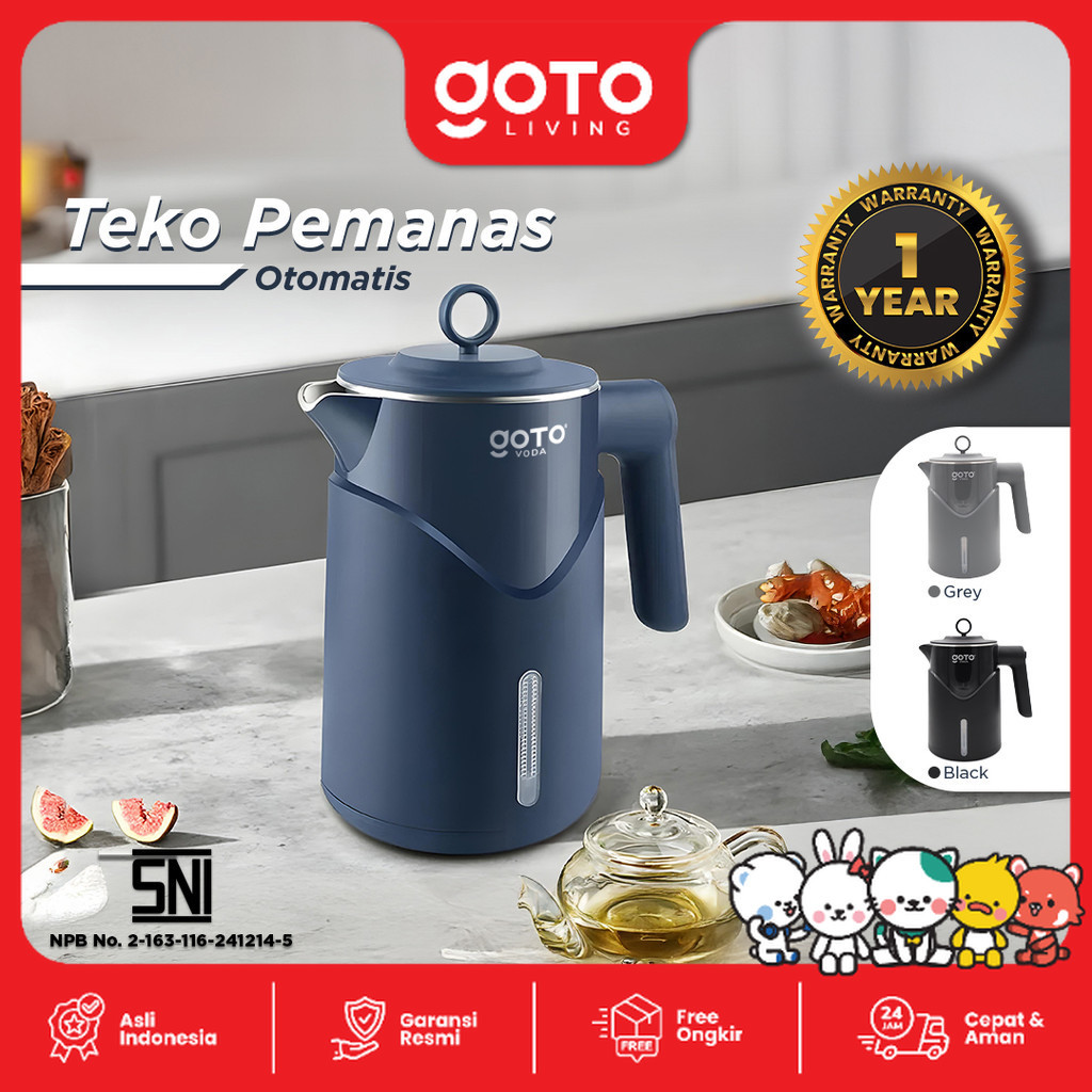 Goto Voda Teko Listrik Pemanas Air Electric Kettle Stainless Steel 2L