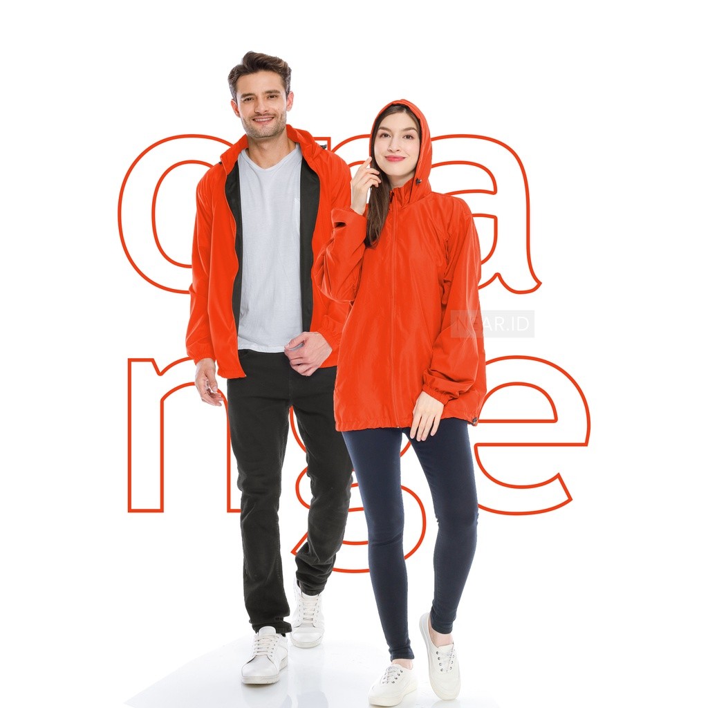 Jaket Parasut Sport Polos Premium - Orange