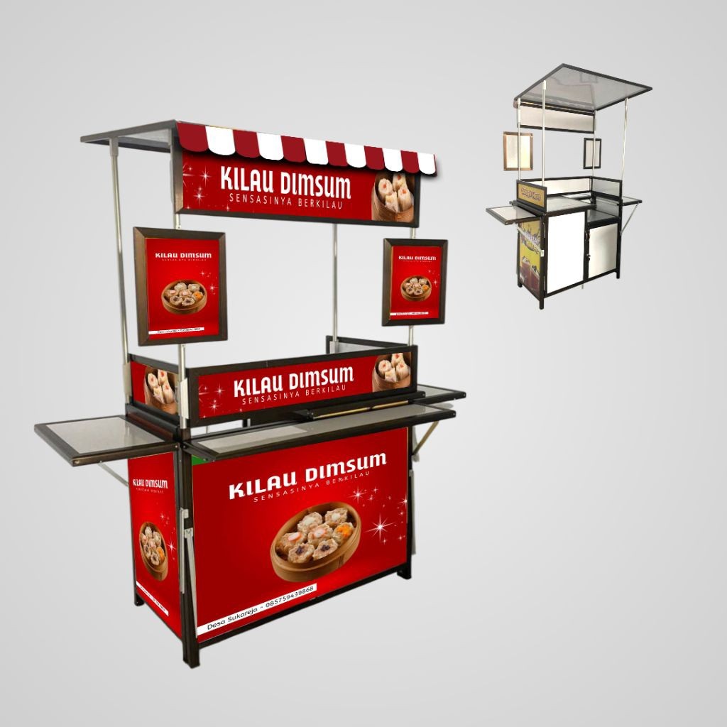 Booth Portable Alumunium / Gerobak Lipat / Meja lipat / Event Desk / Stand Jualan - DIMSUM - SIOMAY 