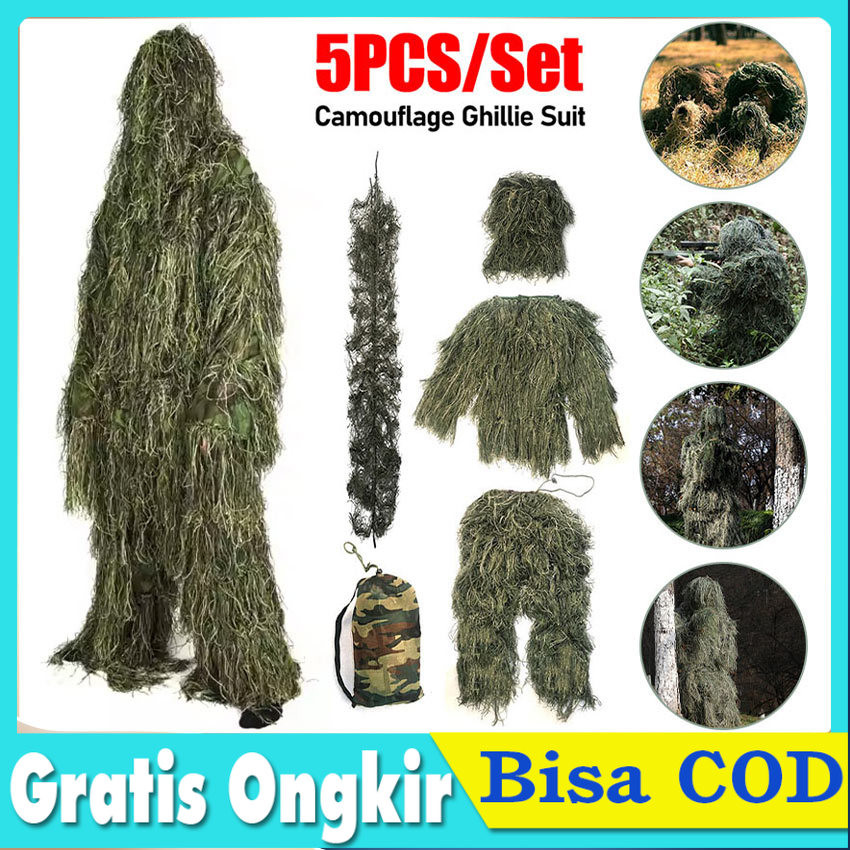 Baju Ghillie Suit Anak - Kostum Kamuflase Karnaval & Outdoor - Baju Sniper Loreng Militer untuk Pera