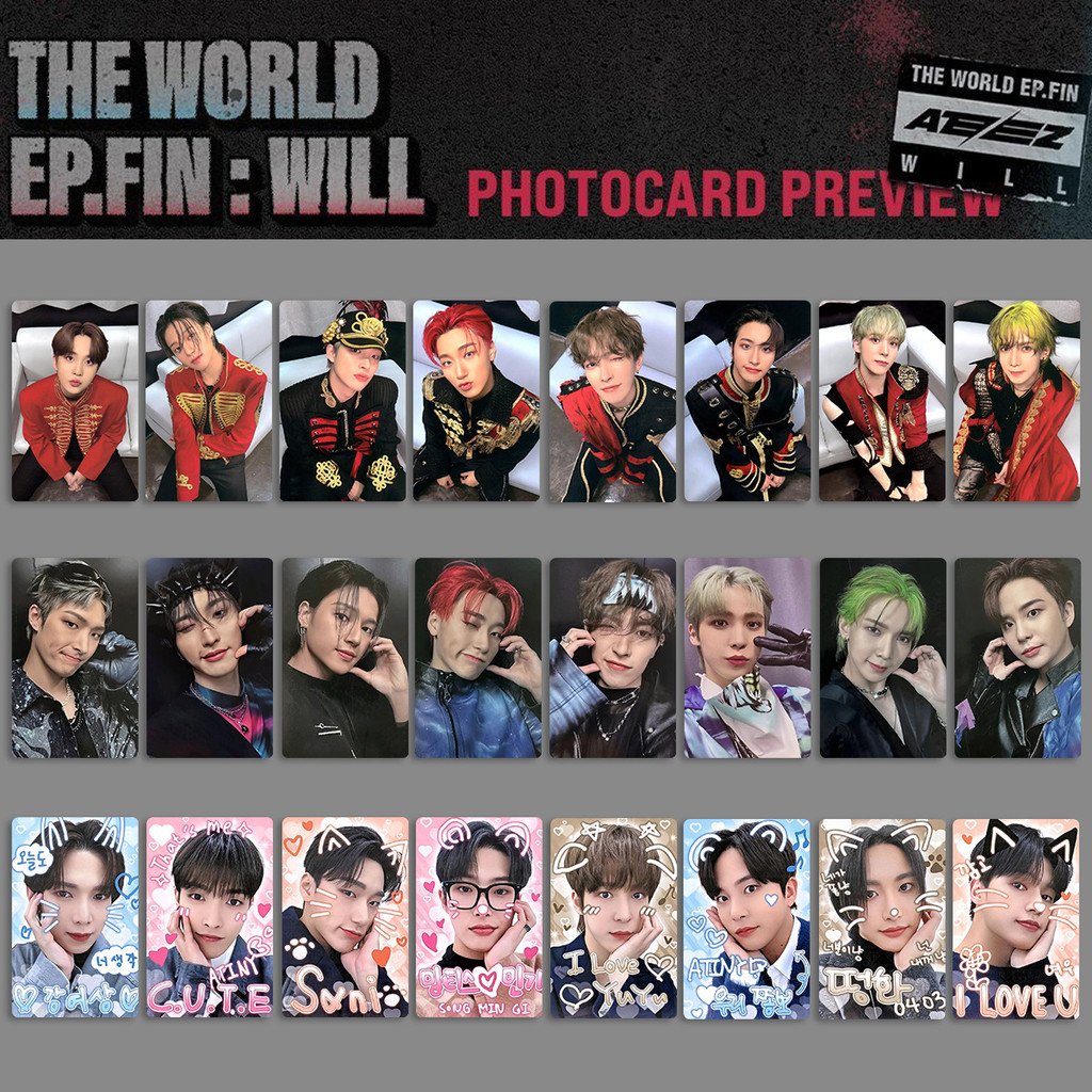 8/32Pcs/Set Kpop ATEEZ THE WORLD EP.FIN:WILL Album Photocards MS Digipack AM Ver San Mingi Wooyoung 