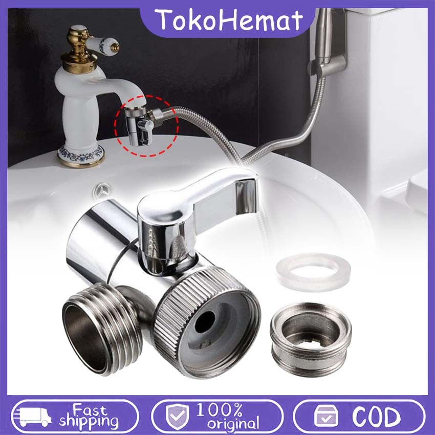 Konektor Keran Pemisah Air 2 Cabang Kran Air Diverter Valve Connector Adaptor Kran Shower Wastafel