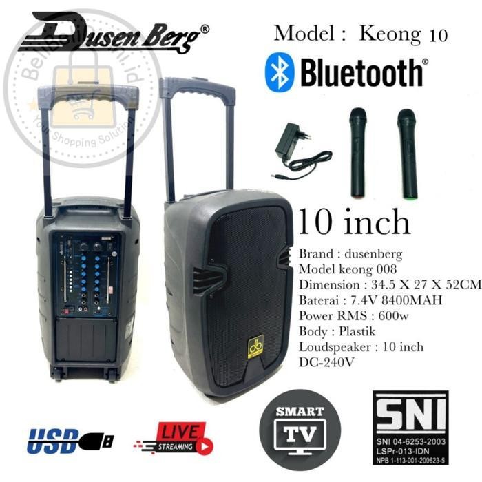 Speaker Portable DUSENBERG 10 Inch Keong 10, Speaker Karaoke Youtube