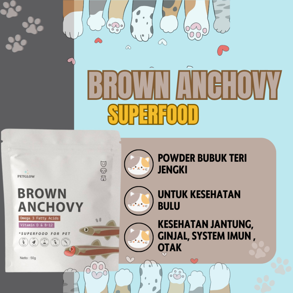 Petglow Superfood Brown Anchovy For Pet Food Powder Bubuk Teri Jengki Untuk Anjing Kucing Hamster Ik