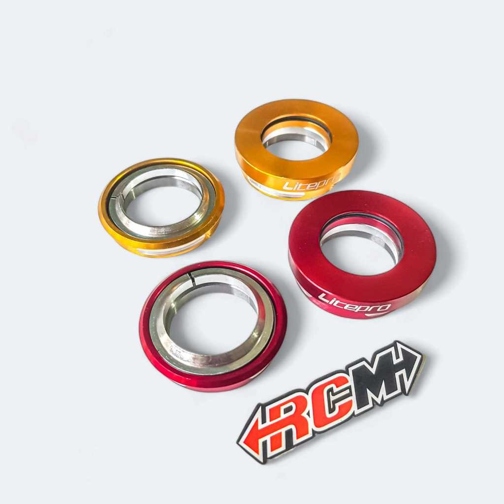 LITEPRO LITE PRO HEADSET 44MM 44 MM ALUMUNIUM ALLOY CNC SEPEDA LIPAT BLACK HITAM GOLD EMAS MERAH RED