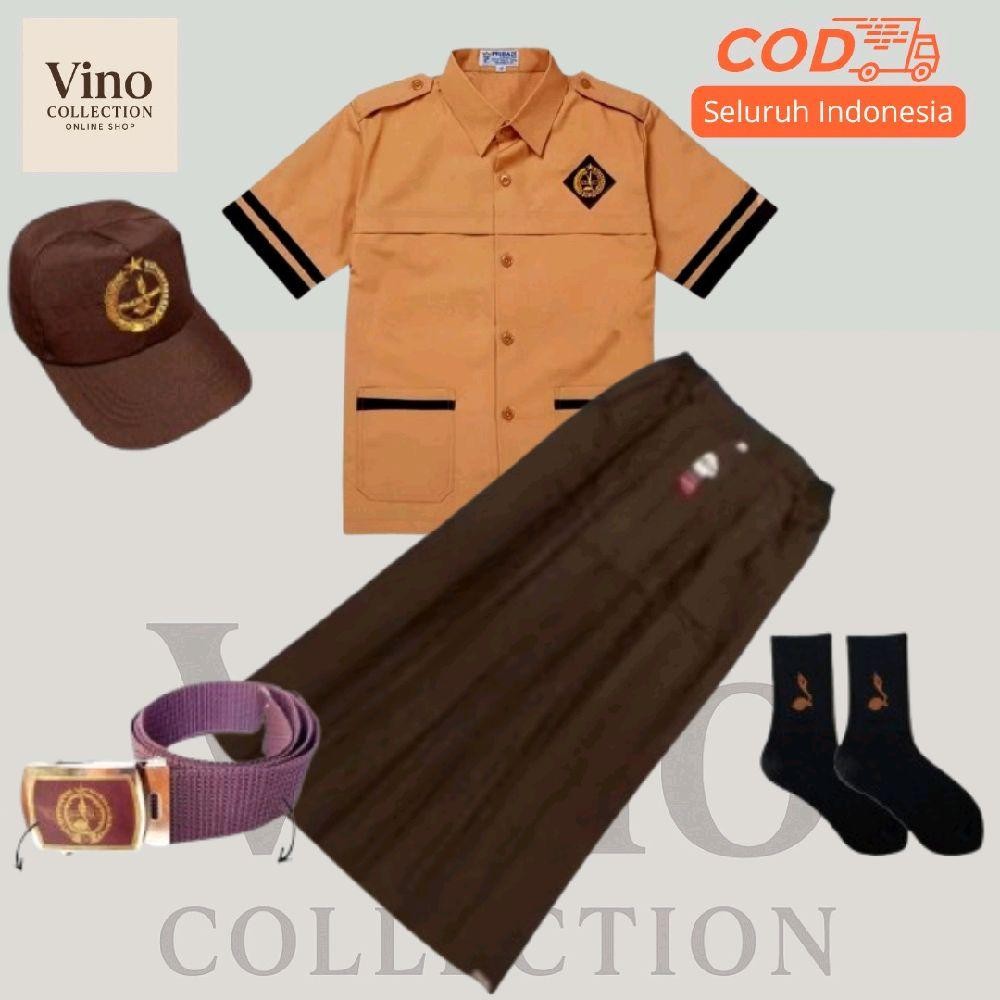 Setelan seragam sekolah SD SMP SMA perempuan Pramuka Siaga kancing full baju Lengan Pendek rok Rempe