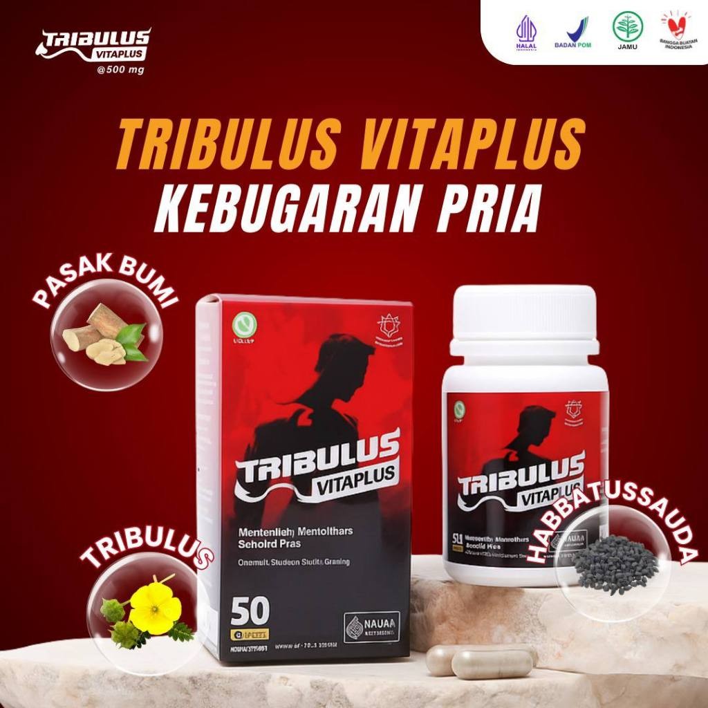 TRIBULUS VITAPLUS TERRESTRIS SUPLEMEN FITNES PEMBENTUK MASSA OTOT HORMON TESTOSTERON BOOSTER PRIA...