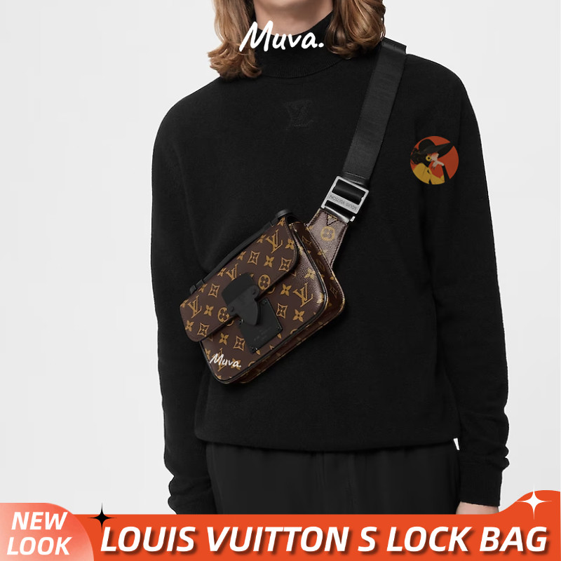 Pria / tas bahu Louis Vuitton S Lock Sling Men/Shoulder Bag LV Bag