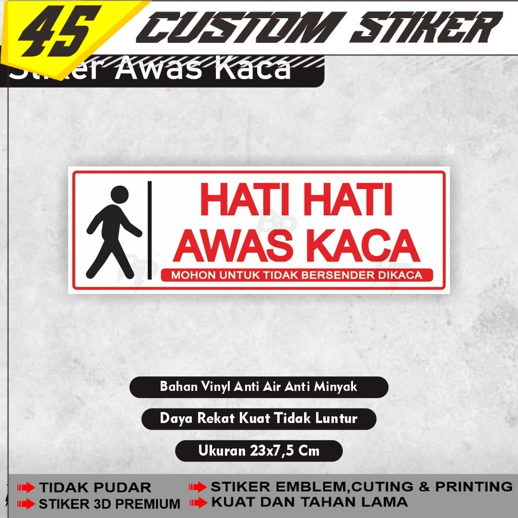 Stiker Awas Kaca / Sticker Awas Kaca / Stiker Hati Hati Awas Kaca / Sticker Kaca