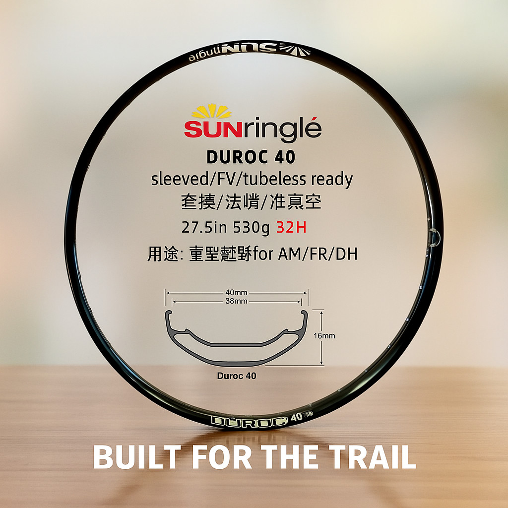SUN RINGLE Rims Velg Rim 27.5" Duroc 40 Alloy Premium 1 Pc Lubang Presta Valve 32H Super Kuat Ringan