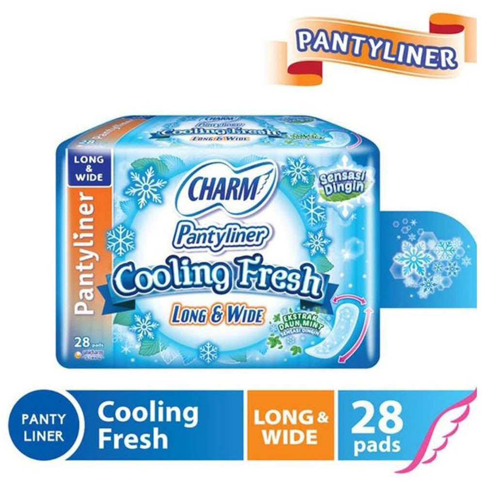 CHARM PANTYLINER LONG & WIDE 28'S COOLING FRESH