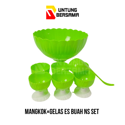 MANGKOK + GELAS ES BUAH SET CANTIK NS FREE CENTONG