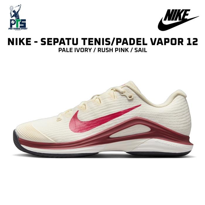 Sepatu Tenis/Padel Nike Vapor 12 Pale Ivory Rush Pink Sail - 35.5 (5)