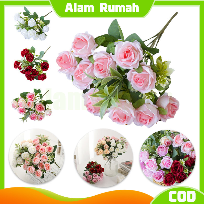 artificial bunga mawar / rose plastik palsu kering untuk dekorasi / buket bunga mawar artificial/