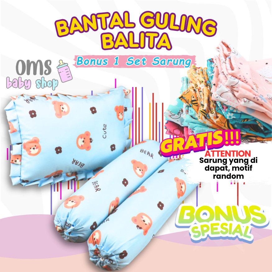 BONUS 1 SET SARUNG BANTAL GULING / Bantal Guling Anak Balita Jumbo Set / Bonus 1 Set Sarung Bantal G