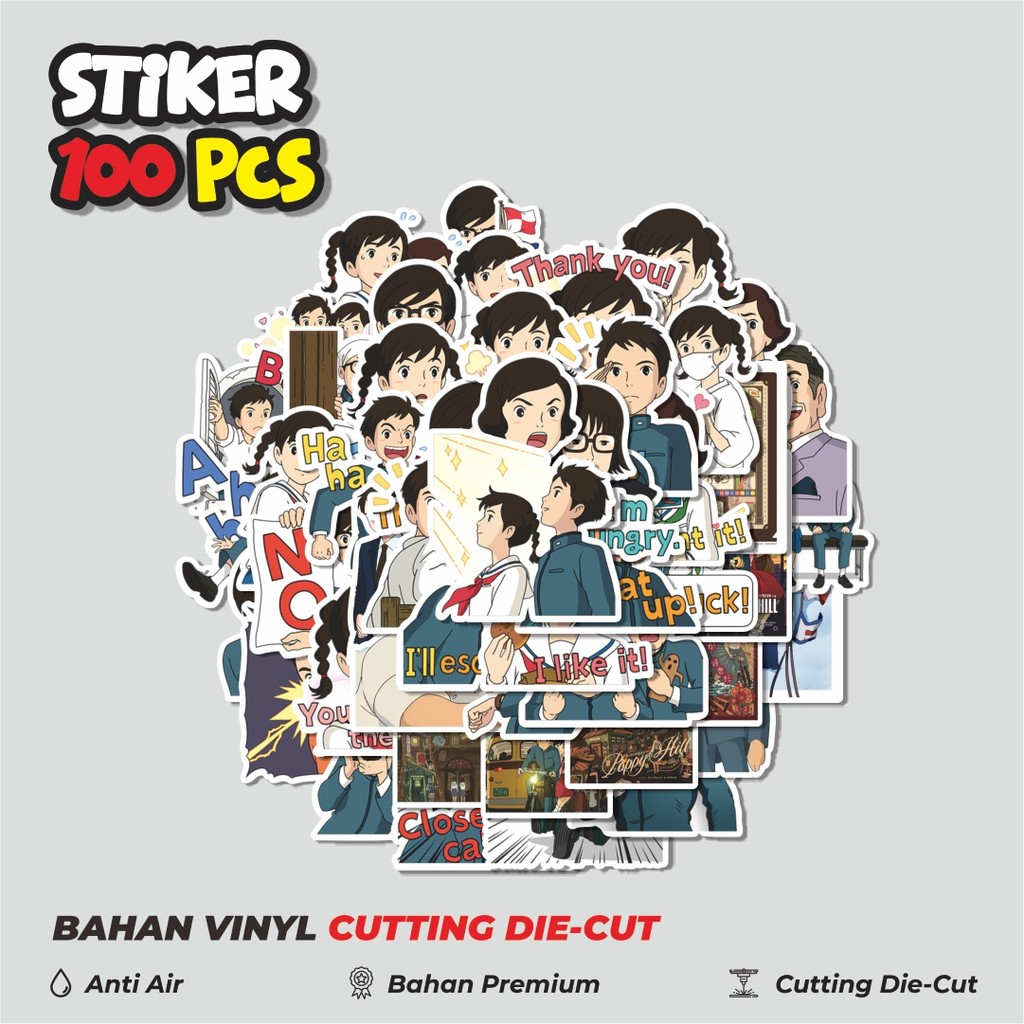 Terbaru 50 pcs Stiker From Up on Poppy Hill Dekorasi Lucu Kreatif untuk Notebook, Skateboard, HP