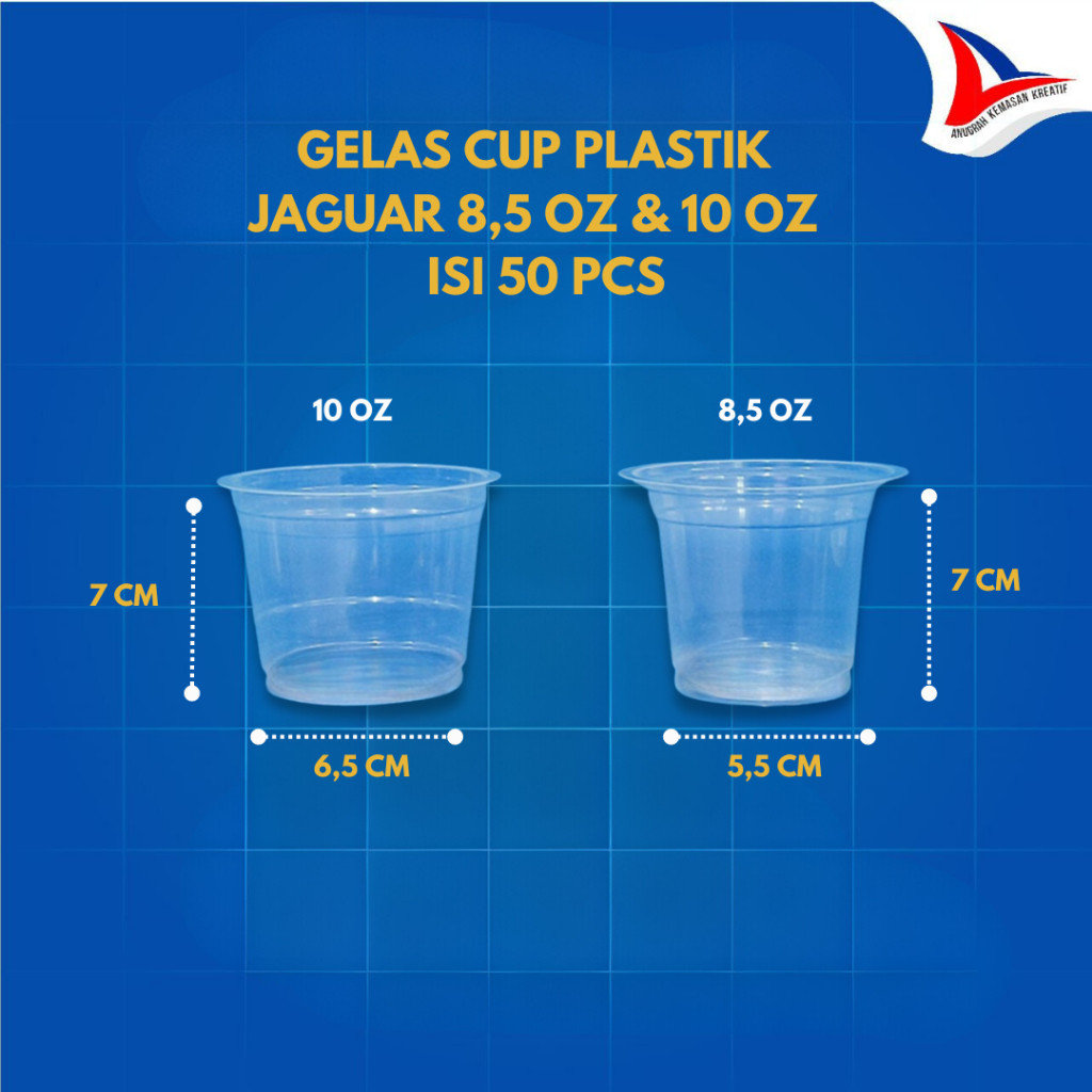 Gelas Plastik Merk Jaguar 8 Oz / 8,5 Oz 10 Oz Nat Bening (50 Pcs) COD