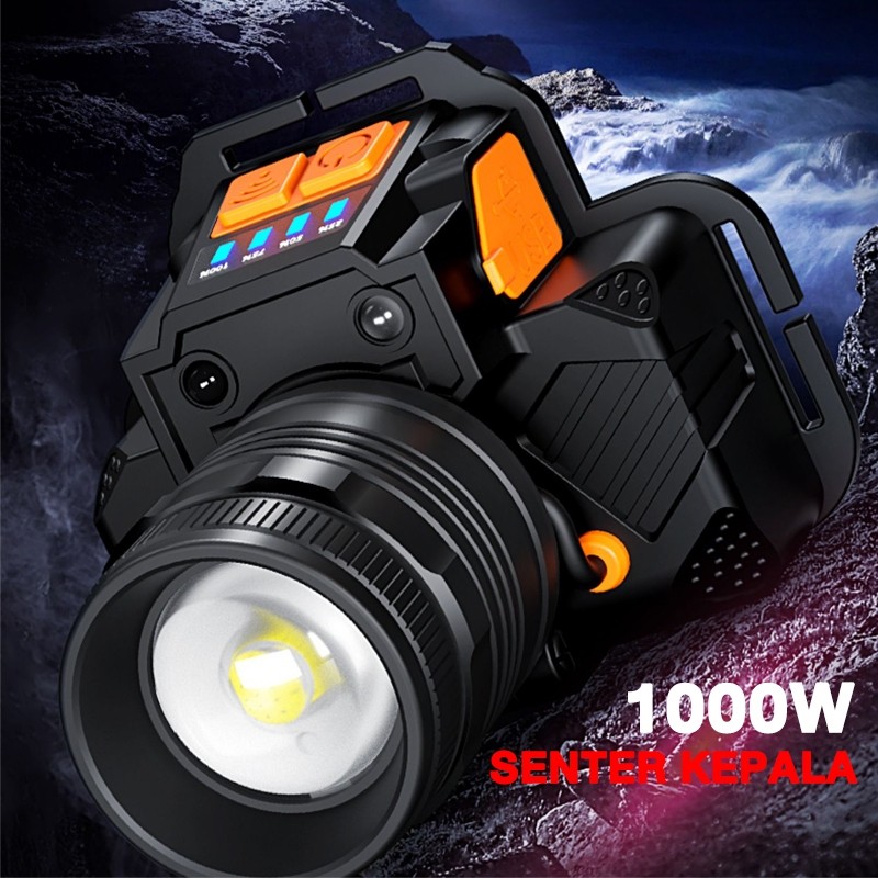 SENTER KEPALA LED 1000W ZOOM DAN SENSOR / SENTER KEPALE SUNPRO ORIGINAL HEADLAMP