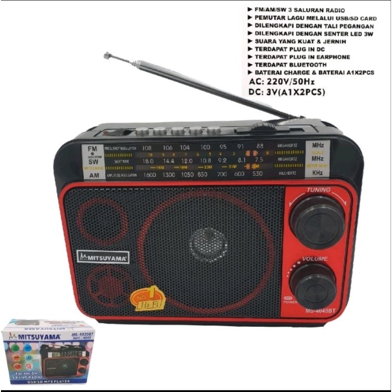 Radio Mitsuyama MS-4045 Usb Sd Mp3 Am Fm Portable Radio