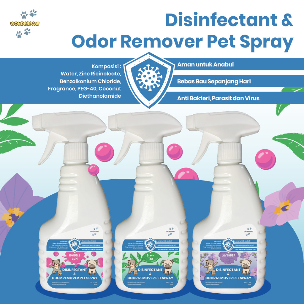 Disinfectant & Odor Remover Pet Spray - Desinfektan & Penghilang Bau Kandang Kotoran Litter Box Kuci