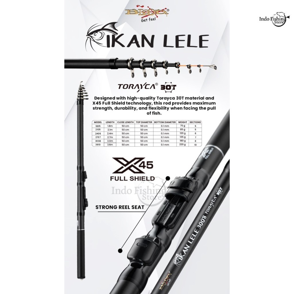 Joran Tegek Telescopic BLOOD Ikan Lele Pole Pancing Mancing Galatama Kolam Lele Antena