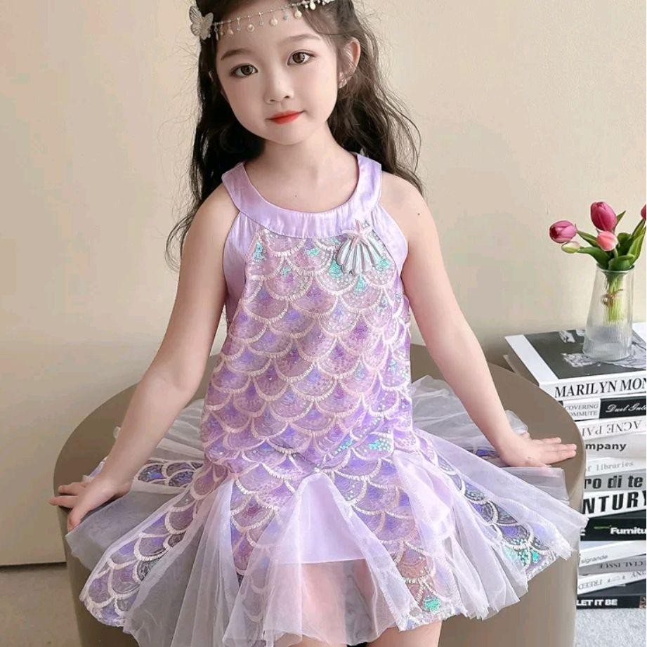 Set jepit duyung~ gaun pesta mermaid duyung sisik ikan mewah