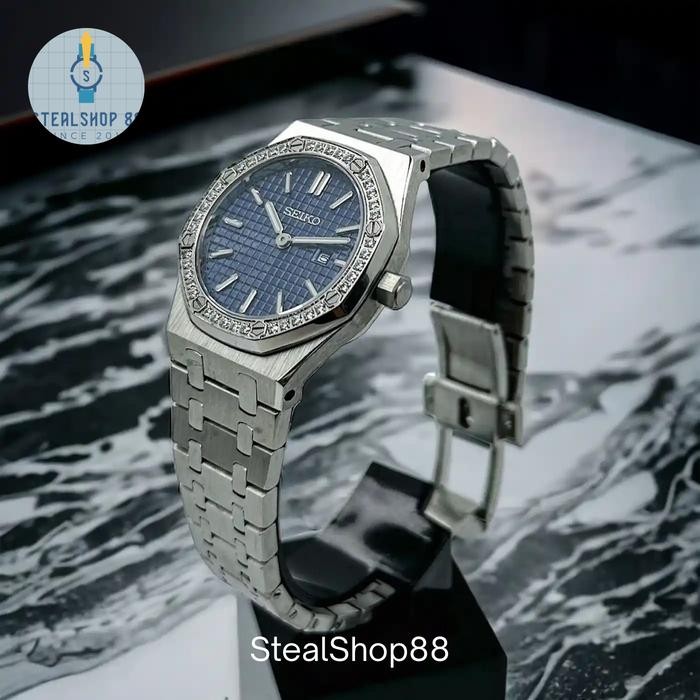 Jam Tangan Seiko Wanita Oak Blue Swarovski VJ34 Original MOD
