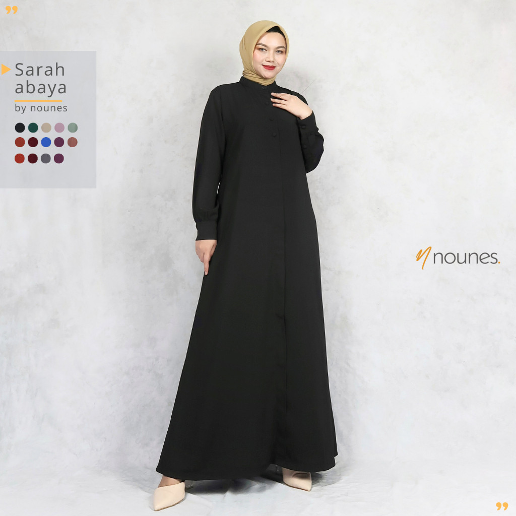 BIGMAXS Nounes Sarah Abaya Dress Gamis Polos Wanita Manset Kancing Matt Wolfis Grade A