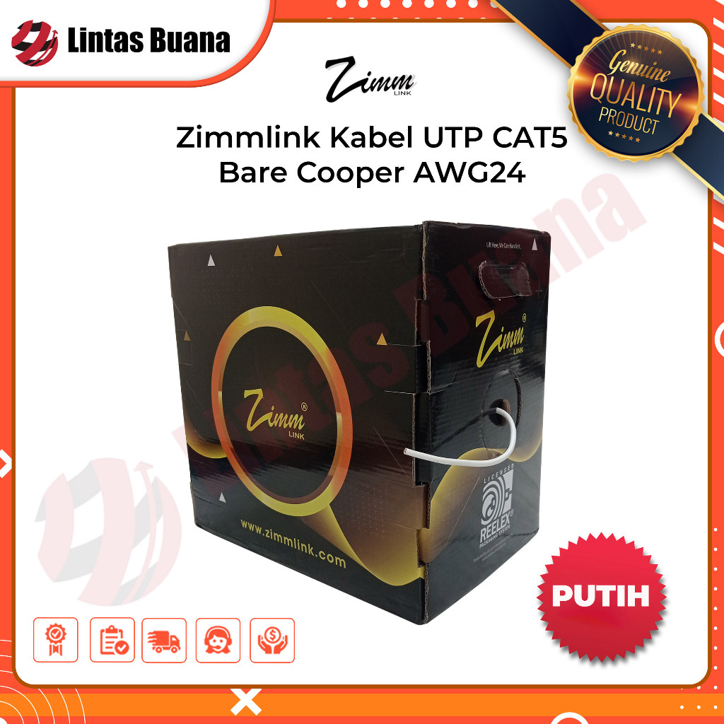 Zimmlink Kabel UTP CAT5   AWG24 FULL COPPER/Tembaga Murni