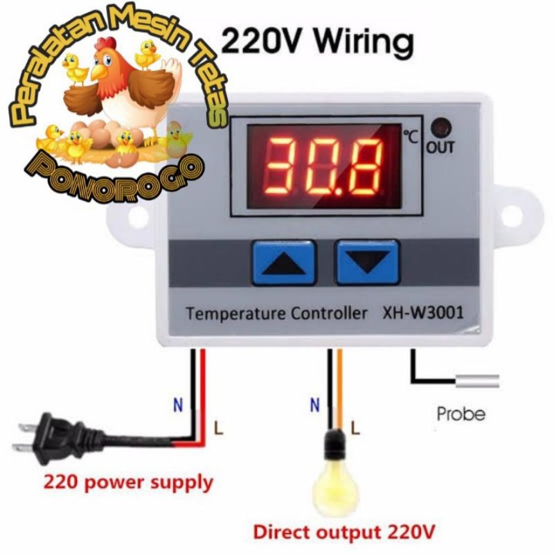 Bisa_COD Termostat Digital 220V Termostat W3001 AC  Untuk Mesin Tetas pengatur suhu Mesin Tetas Telu