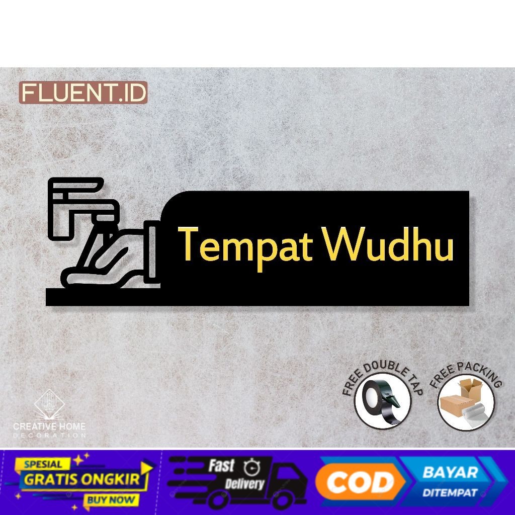 TERLARIS - Sign Akrilik logo tanda tulisan - Tempat Wudhu - Signboard Tempat Wudhu Aesthetic signage