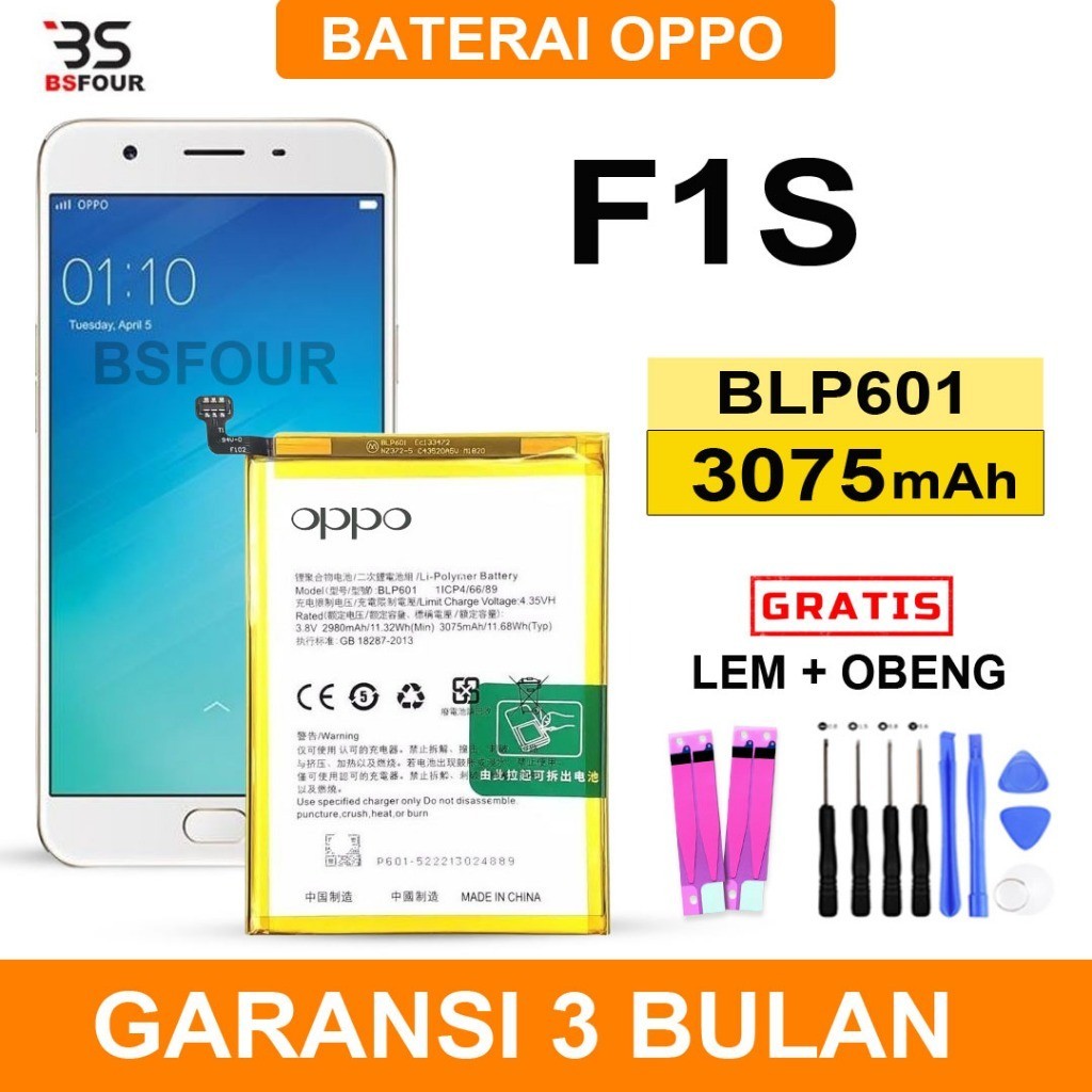 BATERAI BATRAI OPPO F1S BLP601 ORIGINAL ((FREE OBENG+LEM))