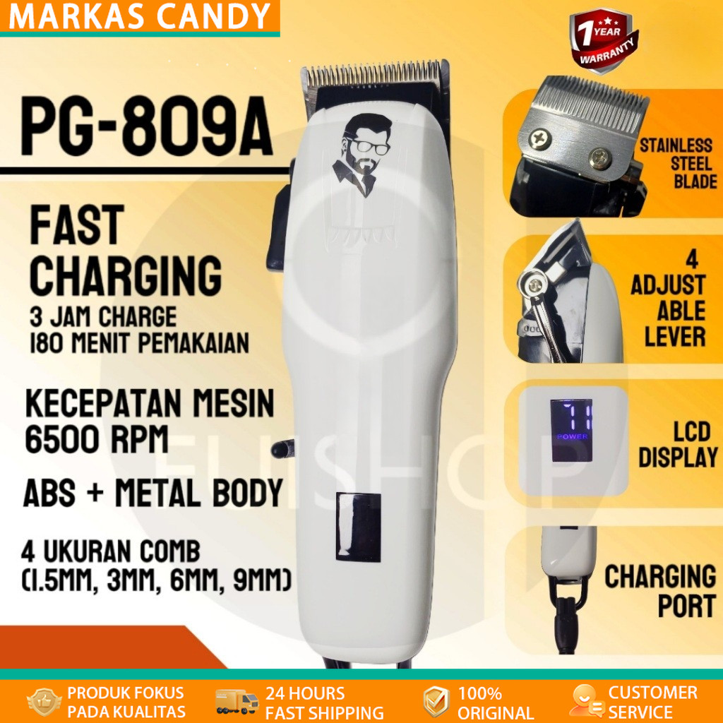 KEMEI KM PG809A ALAT CUKUR RAMBUT HAIR CLIPPER MESIN CUKUR RAMBUT 3IN1 BATERAI WIRELESS
