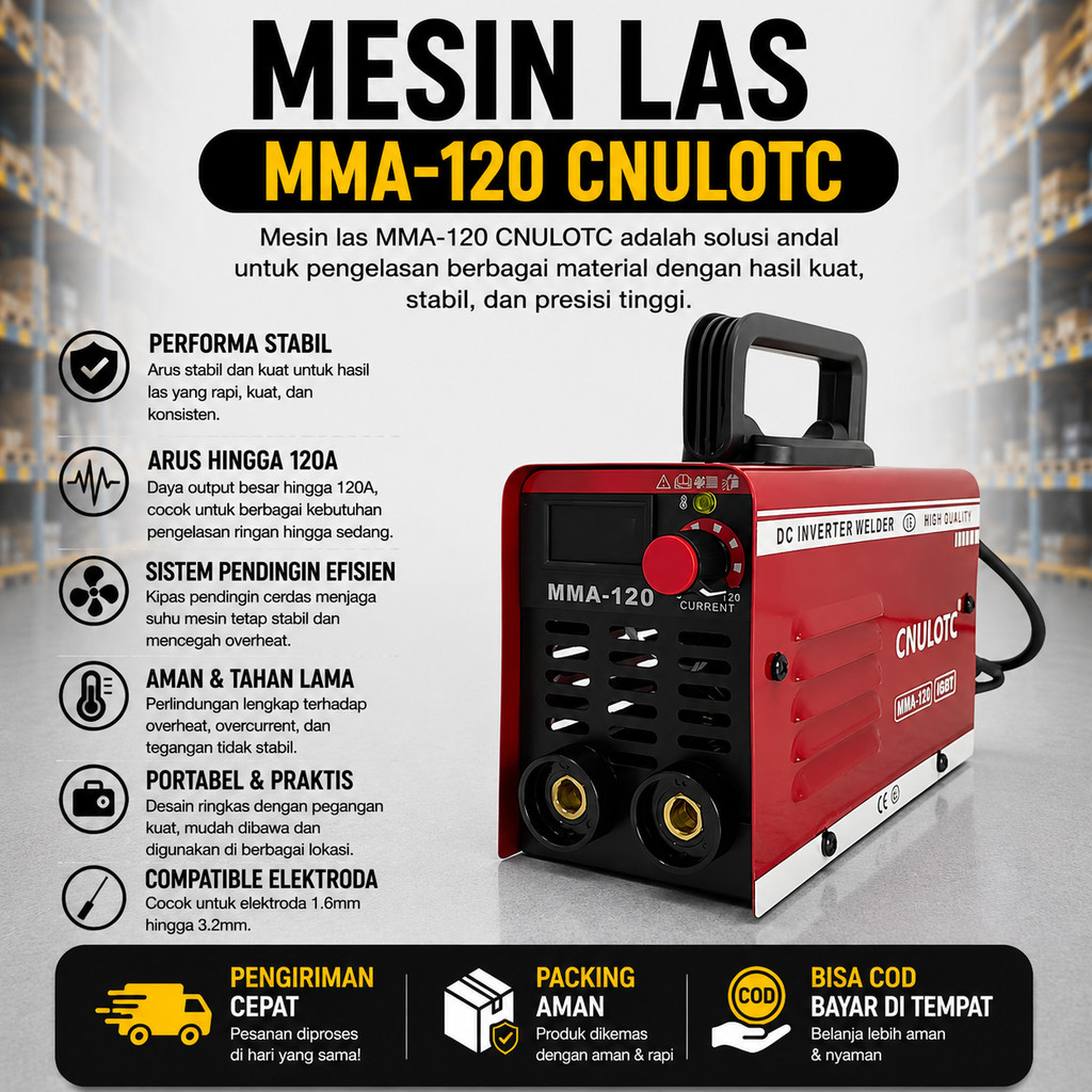 CNULOTC MESIN LAS MMA-120 ALAT LAS BESI MINI 450W TRAVO LAS